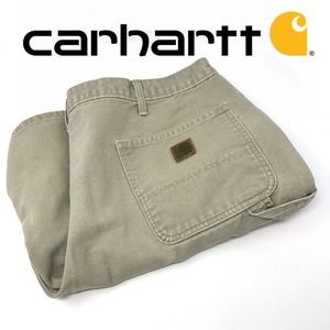 Carhartt Duck Canvas Work Carpenter Shorts Men 42 Khaki USA Union Made‎ B185 Tan